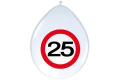 25th Birthday Traffic Sign Balloons - 8 pieces