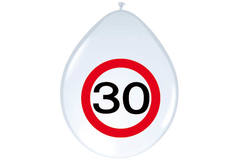 30th Birthday Traffic Sign Balloons - 8 pieces