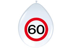 60th Birthday Traffic Sign Balloons - 8 pieces