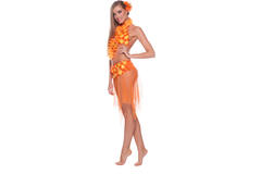 Bikini con gonna tropicale arancione 1