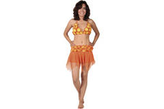 Bikini con gonna tropicale arancione 3