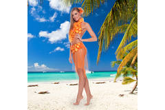 Bikini con gonna tropicale arancione 2