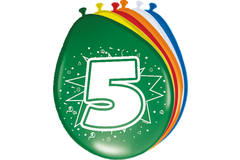 Palloncini 5 anni multicolori - 8 pezzi