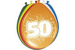 Palloncini 50 anni multicolori - 8 pezzi