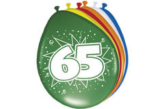 Balony 65 Urodziny różne kolory - 8 sztuk 1