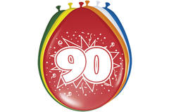 90th Birthday Balloons 30cm - 8 pieces