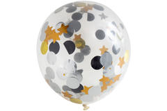 Balony z konfetti w kropki i gwiazdki 30 cm - 4 sztuki
