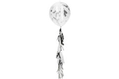 Ballons mit Sterne Konfetti 30 cm und Quastenpendel Silber - 3 Stück
