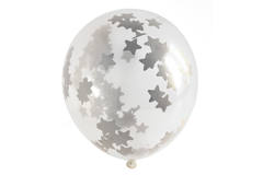 Ballons mit Sterne Konfetti 30 cm und Quastenpendel Silber - 3 Stück 2