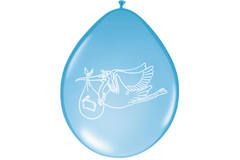 Niebieskie balony urodzinowe Bocian - 8 sztuk