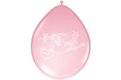Pink Birth Balloon Stork - 8 pieces
