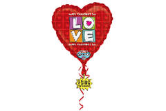 Palloncino foil a forma di cuore "Love" Sing-A-Tune 1