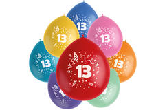 Balloons Color Pop 13 Years 23cm - 8 pieces