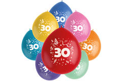 Ballonnen Color Pop 30 Jaar 23cm - 8 stuks 1