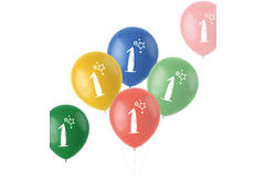 Balloons Retro 1 Year Multicolored 33cm - 6 pieces 1