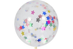 Balon XL z Konfetti Gwiazdy Wielobarwność - 61 cm