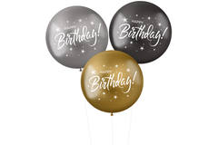 Balony XL 'Happy Birthday!' Electrum 48cm - 3 sztuk