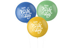 Balony XL 'Happy birthday!' Niebieski/Zielony 80cm - 3 sztuk
