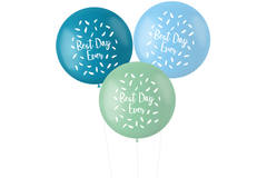 Balloons XL Pastel 'Best Day Ever' Blue 80cm - 3 pieces