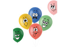 Balloons Retro Funny Faces Multicolored 33cm - 6 pieces