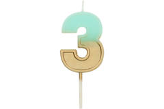Candle Retro Number 3 Light Blue 1