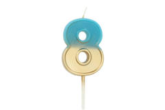 Candle Retro Number 8 Blue