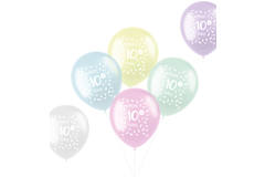 Ballonnen Pastel 10 Jaar Meerkleurig 33cm - 6 stuks 1
