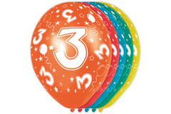 3 Jaar Verjaardag Ballonnen - 5 stuks