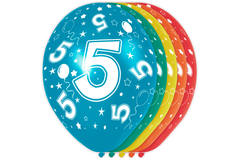 5th Birthday Balloons - 5 pieces