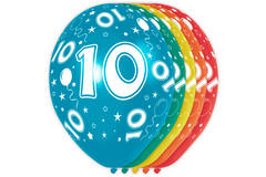 10th Birthday Balloons - 5 pieces