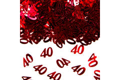 Decorazione da tavola per anniversario di 40 anni / coriandoli ornamentali rossi