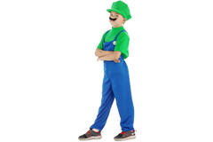 Green Super Plumber Costume - Children's size L 134-152 2