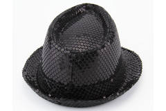 Cappello trilby nero metallizzato con glitter 3