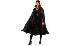 Black Vampire Cape with LED Collar for Adults