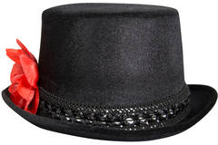 Black Hat with Red Rose and Skeleton