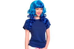 Parrucca blu brillante con riccioli