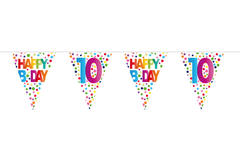 10th Birthday Happy Bday Dots Bunting Garland - 10 m 1