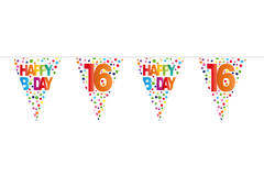 16th Birthday Happy Bday Dots Bunting Garland - 10 m
