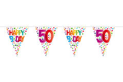 Festone bandierine 50 anni Happy Bday Dots - 10 metri
