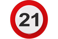 21st Birthday Traffic Sign Paper Plates - 8 pieces 1