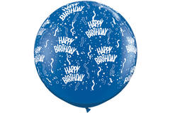 Palloncino blu Happy Birthday XL Blu Zaffiro 90 cm - 2 pezzi