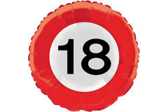 18th Birthday Traffic Sign Foil Balloon - 46 cm