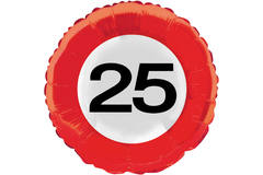 25th Birthday Traffic Sign Foil Balloon - 46 cm