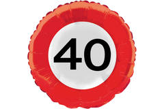 40th Birthday Traffic Sign Foil Balloon - 45 cm