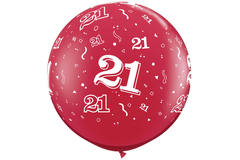 21. Geburtstag / Hochzeitstag Ballons Rubinrot 90cm - 2 Stück