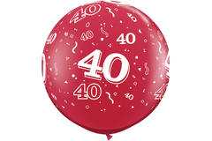 40 Jaar Ballon Robijn Rood 90cm - 2 stuks