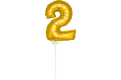 Mini Figuurballon Goud Cijfer 2 - 36 cm