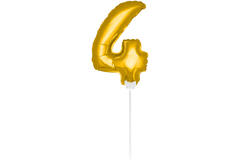 Mini Figuurballon Goud Cijfer 4 - 36 cm 1