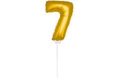 Mini-Figurballon Gold Ziffer / Zahl 7 - 36 cm