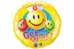 Guarisci presto Emoticon con palloncini 46 cm
